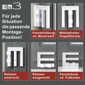 Möglichkeiten für die Montage des EM3-Fensterriegels als Zusatzsicherung für Ihre Fenster Positionierungen-EM3-Riegel